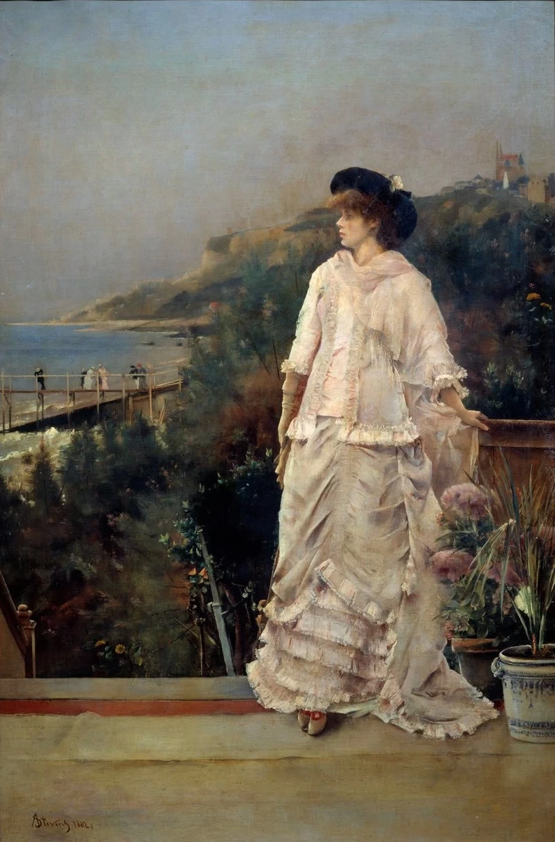 Alfred Émile Stevens - 163, Ritratto di una donna su una terrazza vicino al mare, Musee d'Orsay, Parigi
